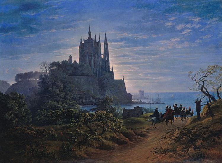 Karl friedrich schinkel Gothic Church on a Rock by the Sea oil painting image